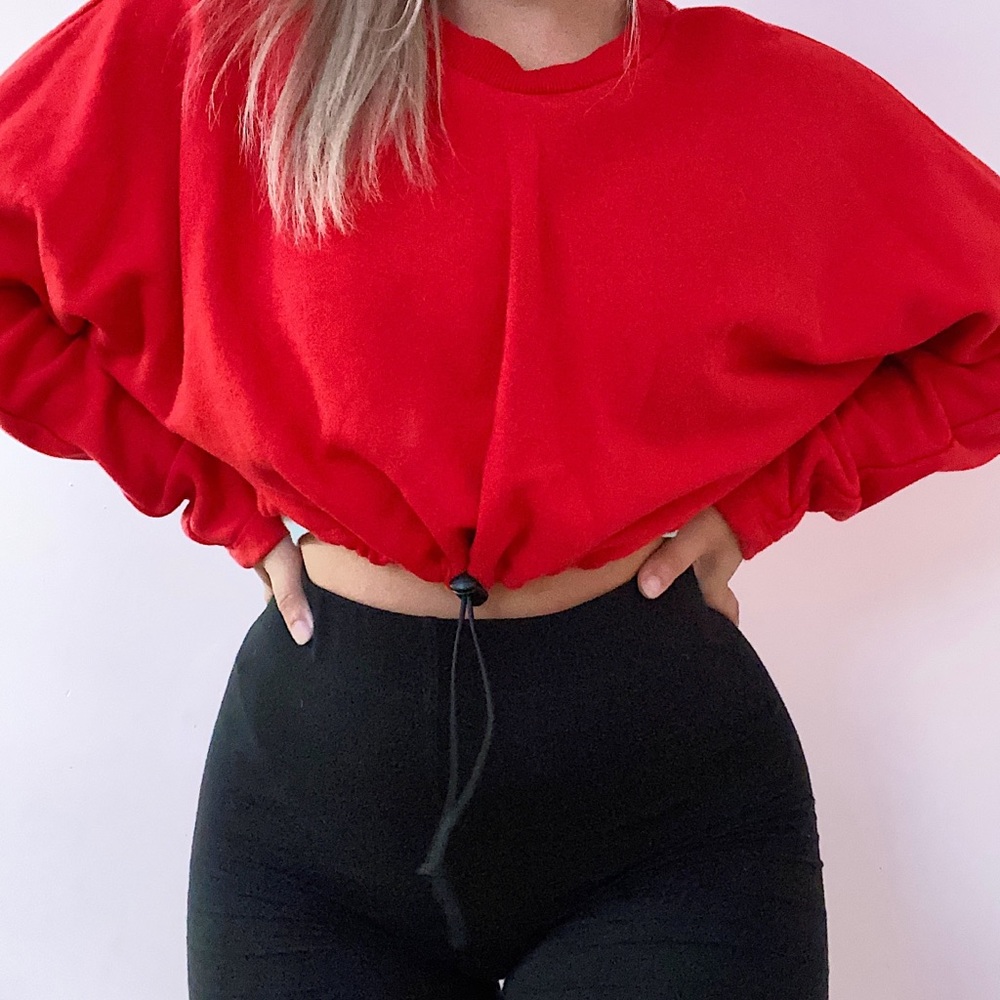 Red Cropped Crewneck